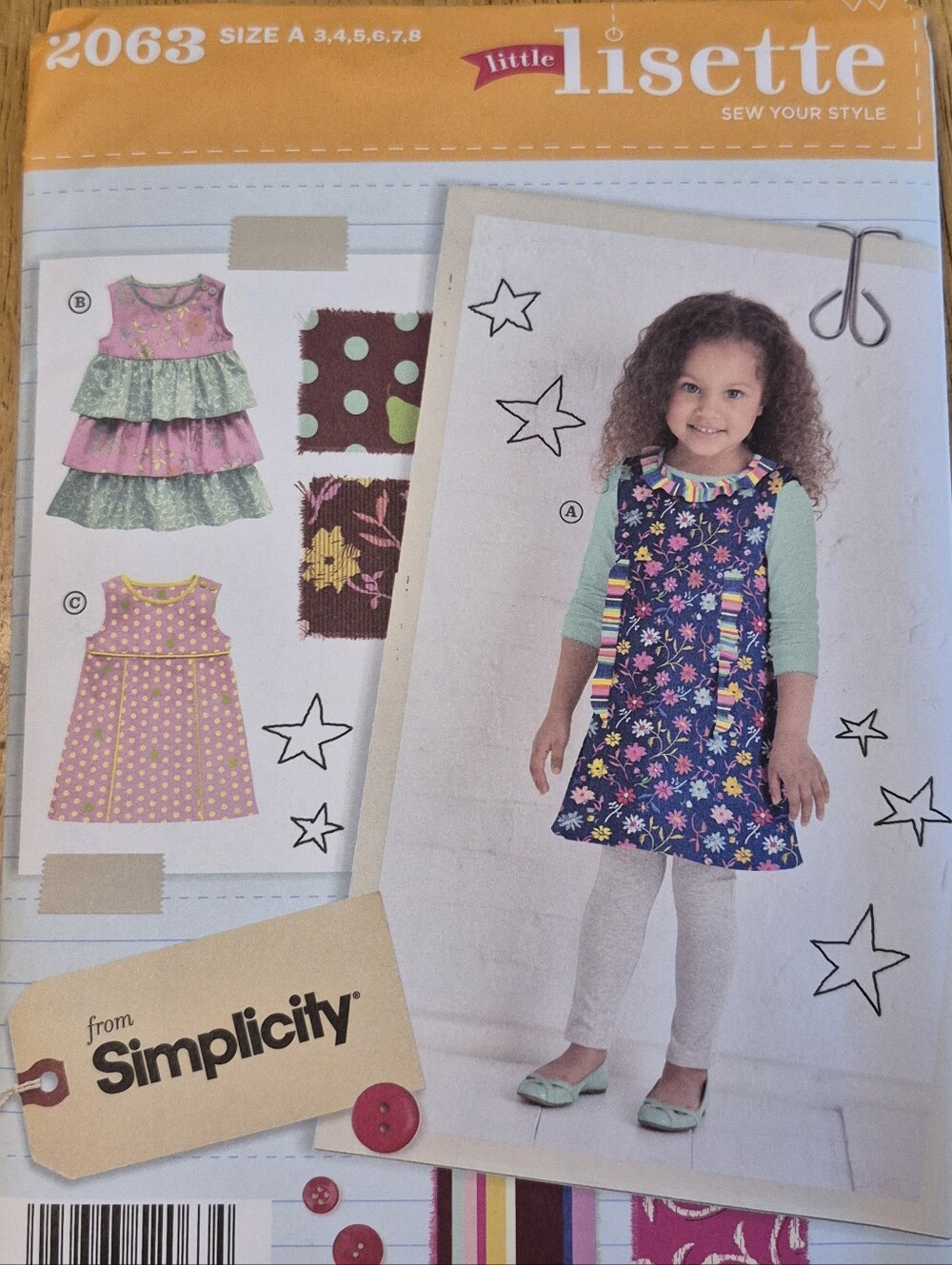 Simplicity 2063 Sewing Pattern Little Lisette Dress Jumper Sz 3 4 5 6 7 & 8